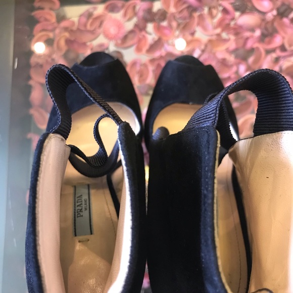 Prada platform suede peep toe heel straps sandal - Picture 7 of 7